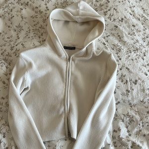 Brandy Melville white zip-up jacket hoodie